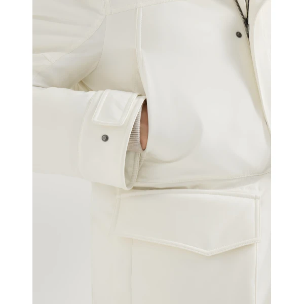 Brunello Cucinelli Stretch bonded nylon parka in Off-White, view 4 | Jackets | Coveti