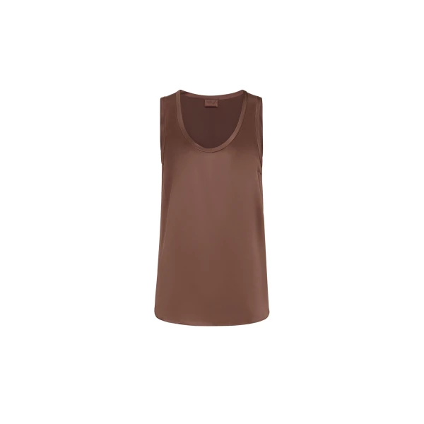 Stretch silk satin camisole in Brown