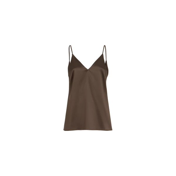Stretch silk satin camisole in Brown