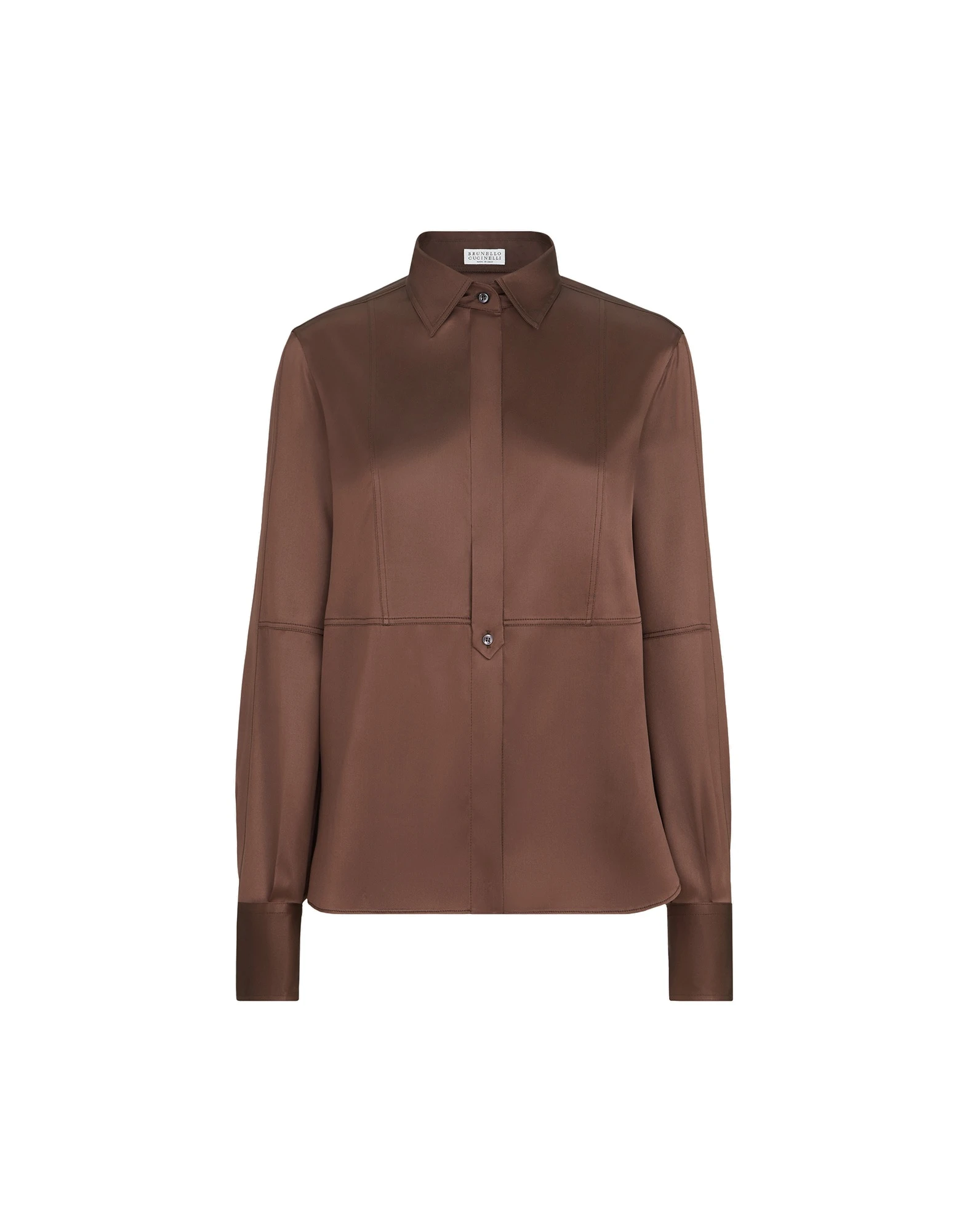 Brunello Cucinelli Stretch silk satin shirt in Brown Brunello Cucinelli
