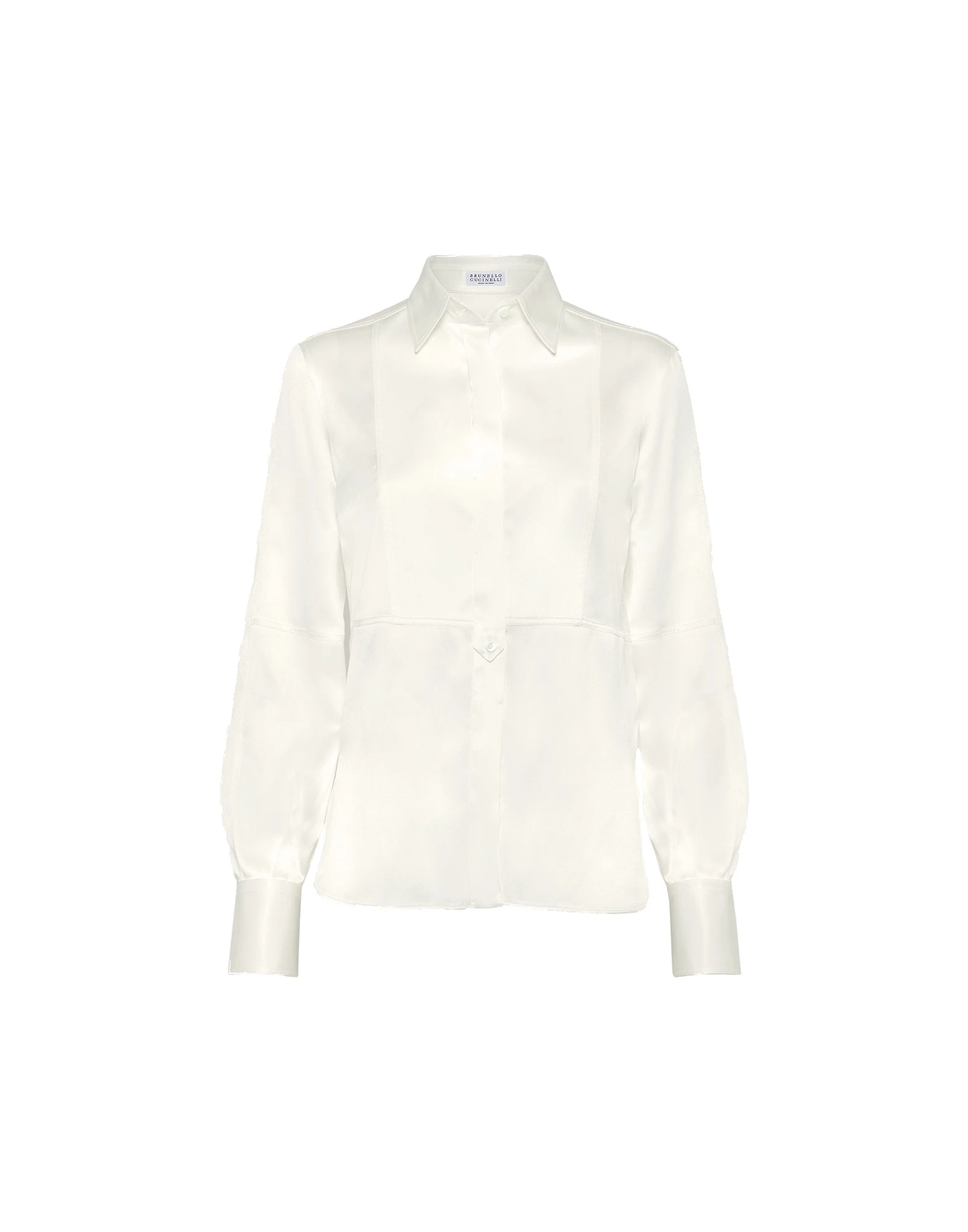 Brunello Cucinelli Stretch silk satin shirt in White Brunello Cucinelli