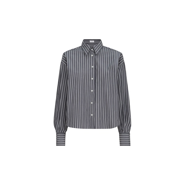 Brunello Cucinelli Striped poplin shirt in Denim