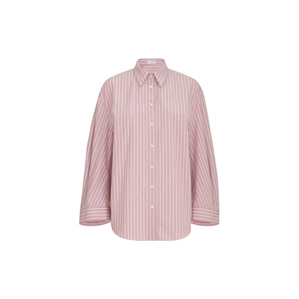 Brunello Cucinelli Striped poplin shirt in Pink