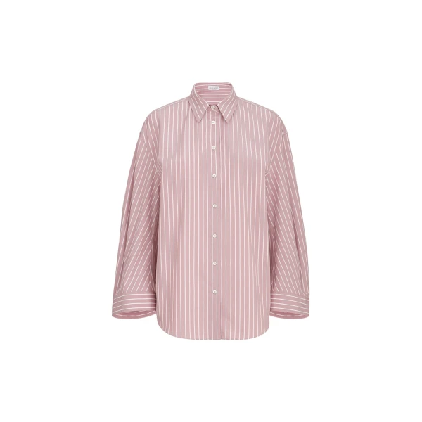 Striped poplin shirt in Pink