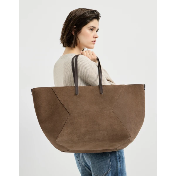 Suede BC Duo large bag in Bark - Image 4