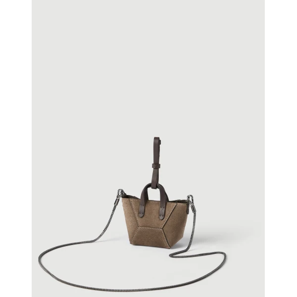 Suede BC Duo micro bag in Bark - Image 2