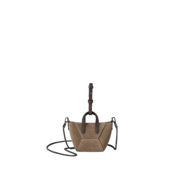 Suede BC Duo micro bag in Bark