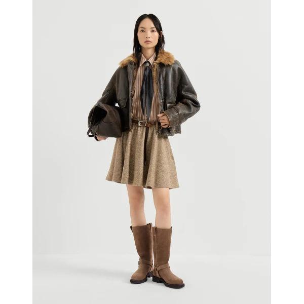 Suede Biker Boots with monili in Caramel - Image 5