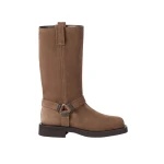 Brunello Cucinelli Suede Biker Boots with monili in Caramel