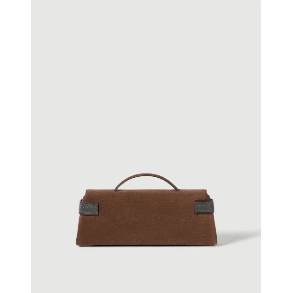Suede Essence clutch bag in Caramel - Image 2