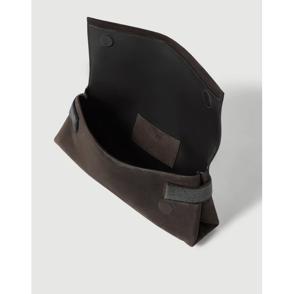 Suede Essence clutch bag in Pepper - Image 5