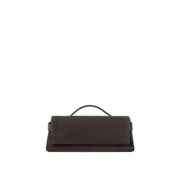 Suede Essence clutch bag in Pepper