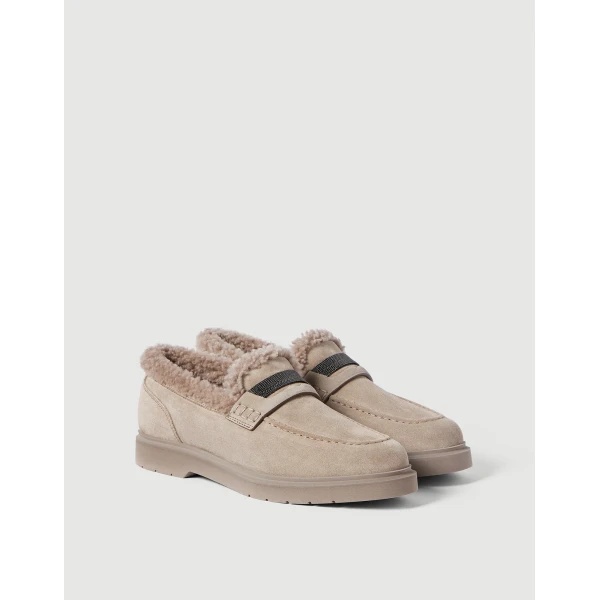Suede Penny loafer in Light Grey - Image 2