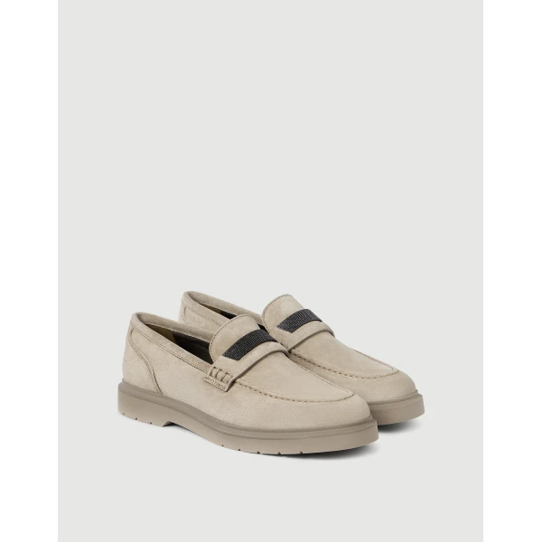 Suede Penny loafer in Light Grey - Image 2