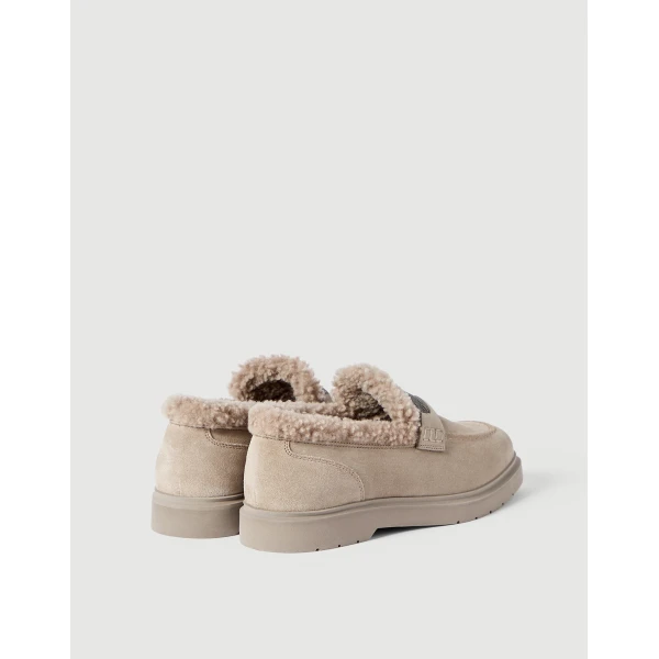 Suede Penny loafer in Light Grey - Image 3