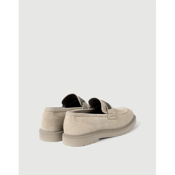 Suede Penny loafer in Light Grey - Image 3