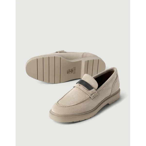 Suede Penny loafer in Light Grey - Image 4