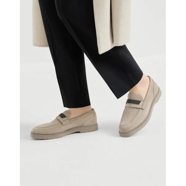 Suede Penny loafer in Light Grey - Image 5