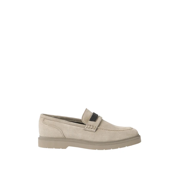 Brunello Cucinelli Suede Penny loafer in Light Grey