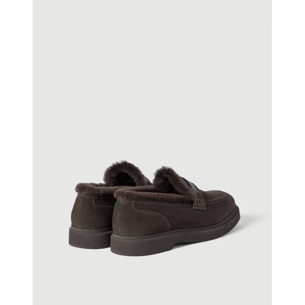 Suede Penny loafer in Pepper - Image 3