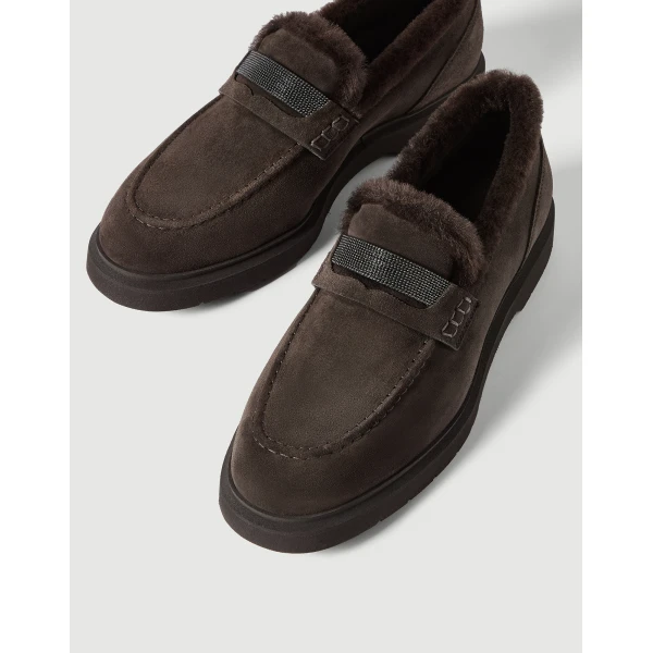 Suede Penny loafer in Pepper - Image 4