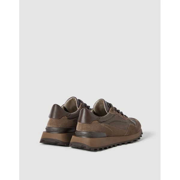Suede Runners with Shiny Details in Bark - Image 3