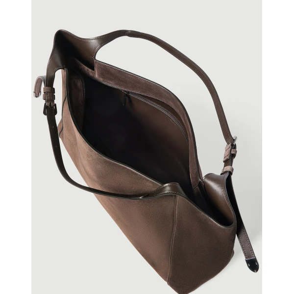 Suede Sartorial Shopper Bag in Pine Cone Brown - Image 5