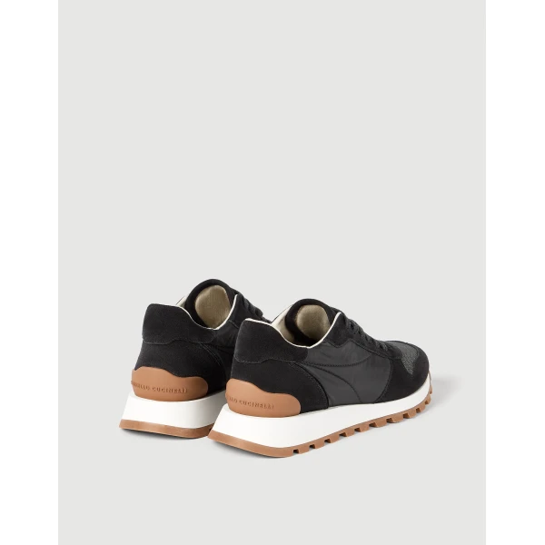 Suede and fabric runners in Black - Image 3