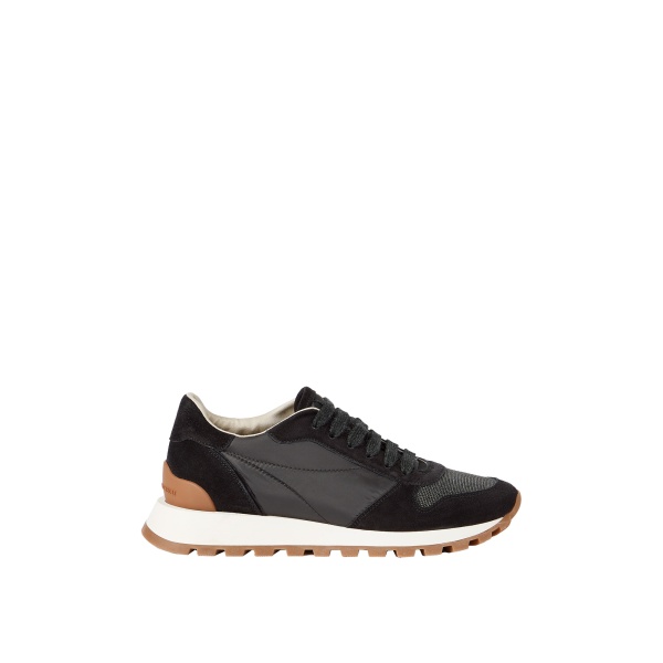 Brunello Cucinelli Suede and fabric runners in Black
