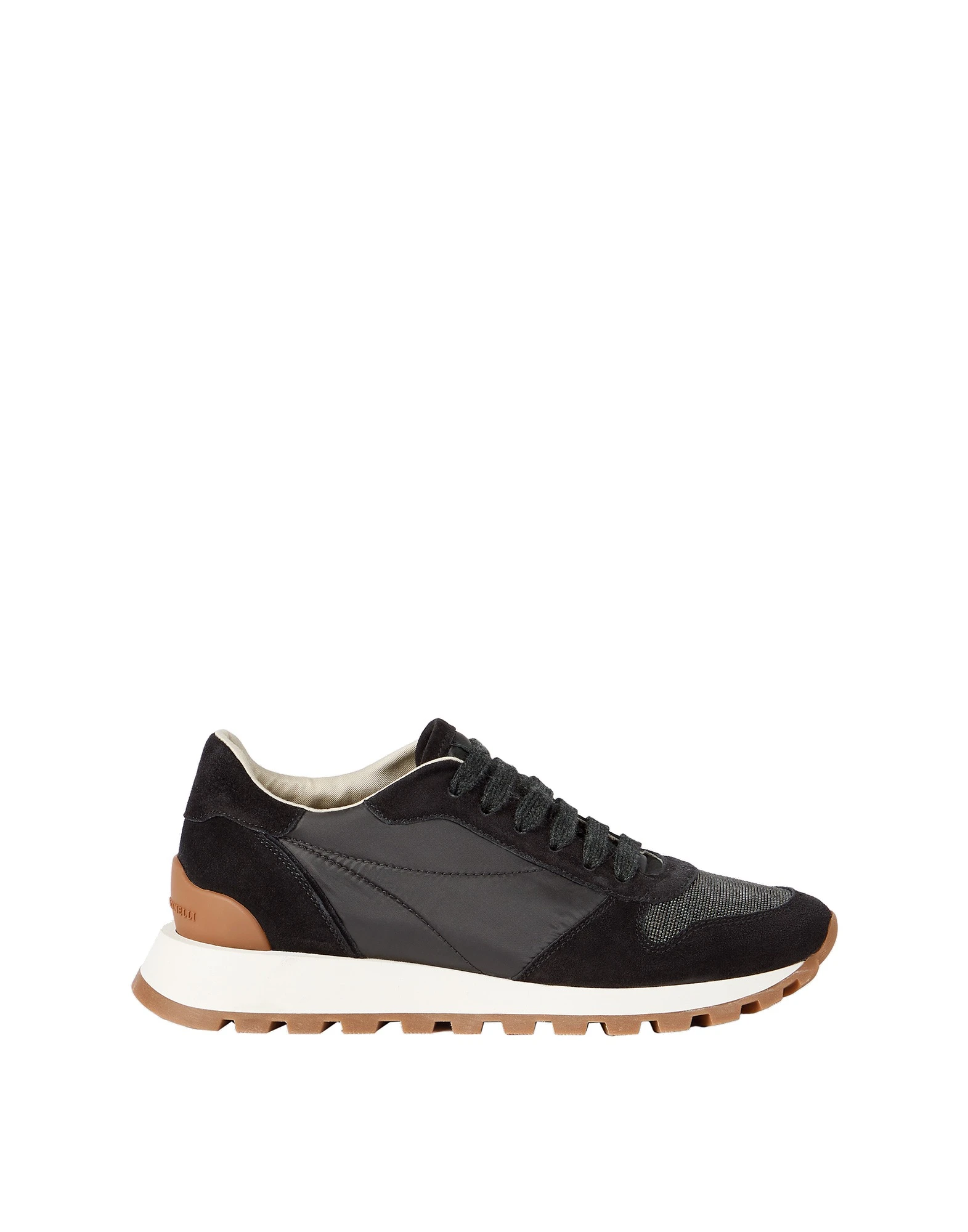 Brunello Cucinelli Suede and fabric runners in Black | Buy Sneakers at Coveti Brunello Cucinelli Suede and fabric runners in Black