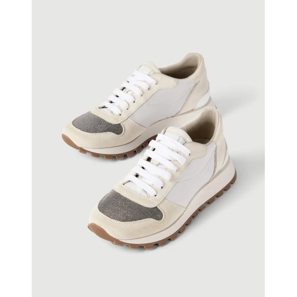 Suede and fabric runners in White - Image 4