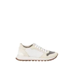 Brunello Cucinelli Suede and fabric runners in White