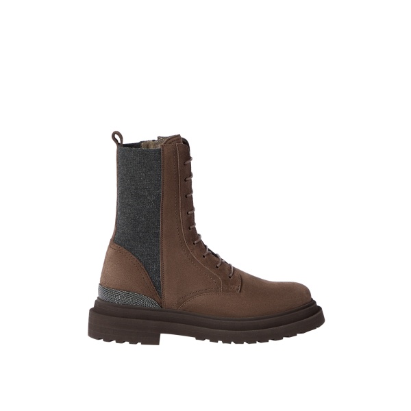 Brunello Cucinelli Suede and knit boots in Espresso