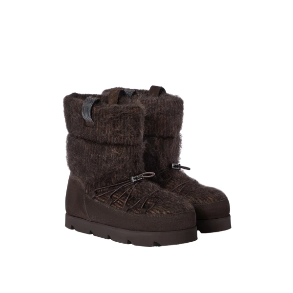 Suede and knit boots in Pepper