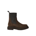 Brunello Cucinelli Suede and knit boots in Pine Cone Brown