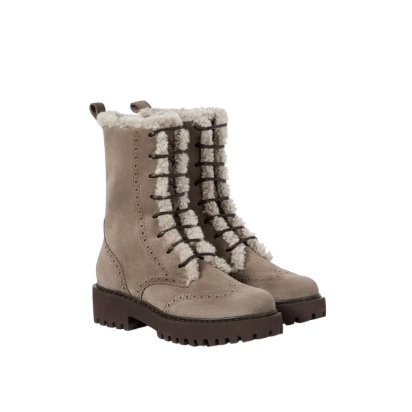 Suede and shearling boots in Light Brown