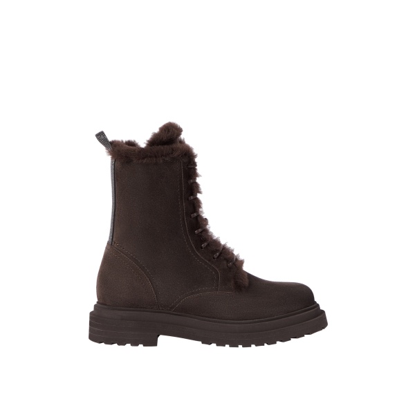 Brunello Cucinelli Suede and shearling boots in Pepper