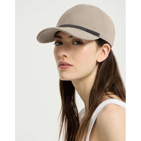 Brunello Cucinelli Suede baseball cap in Light Grey, view 2 | Hats | Coveti