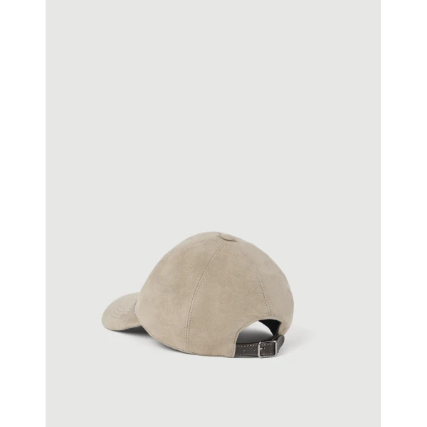 Brunello Cucinelli Suede baseball cap in Light Grey, view 3 | Hats | Coveti