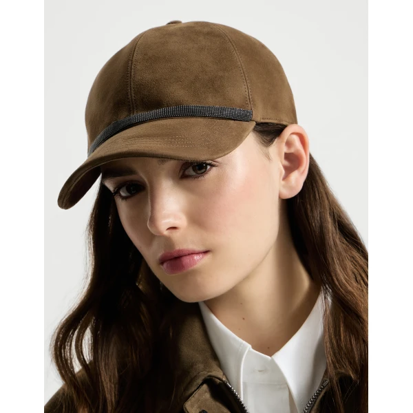 Brunello Cucinelli Suede baseball cap in Origano, view 3 | Hats | Coveti