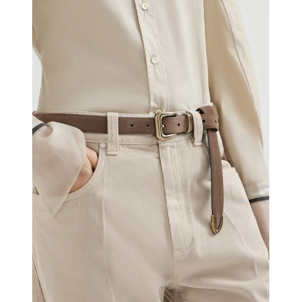 Brunello Cucinelli Suede belt in Brown, view 3 | Belts | Coveti