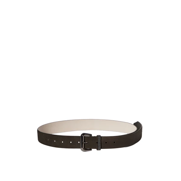 Brunello Cucinelli Suede belt with monili in Pepper | Belts | Coveti