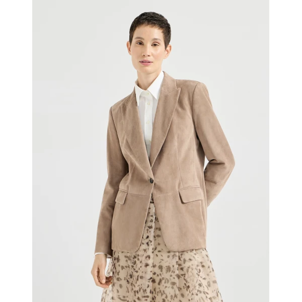 Suede blazer in Light Brown - Image 2