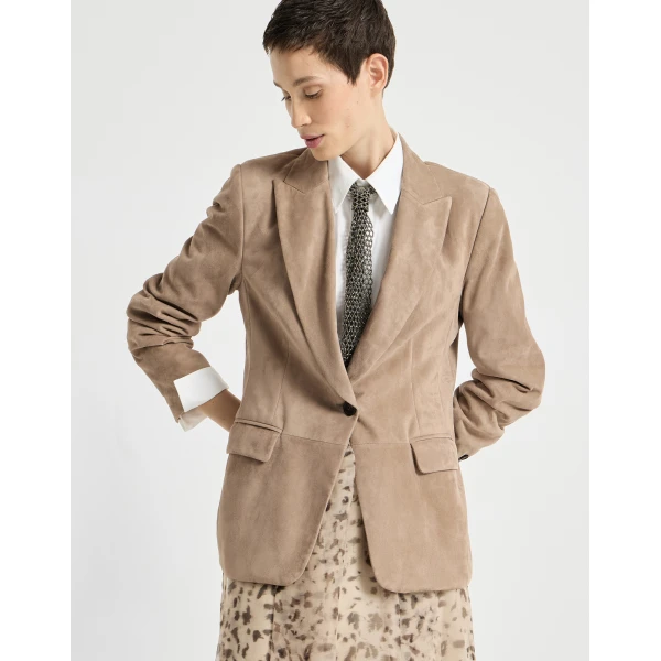 Suede blazer in Light Brown - Image 5
