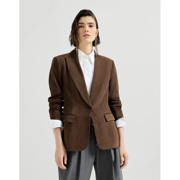 Suede blazer in Rust Brown - Image 2