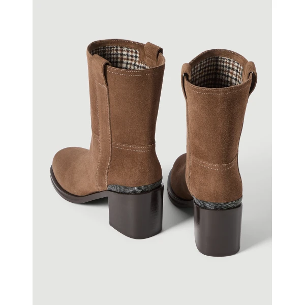 Suede boots with monili in Caramel - Image 4
