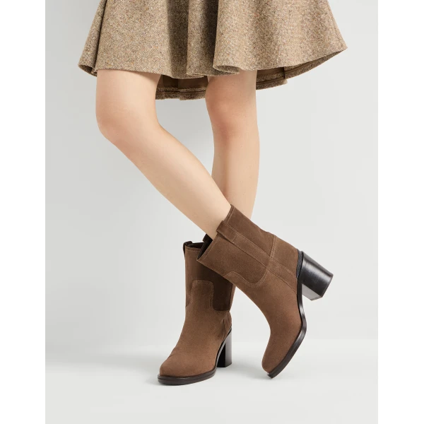 Suede boots with monili in Caramel - Image 5