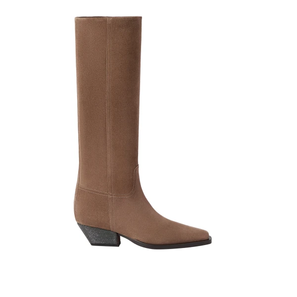 Suede boots with monili in Caramel