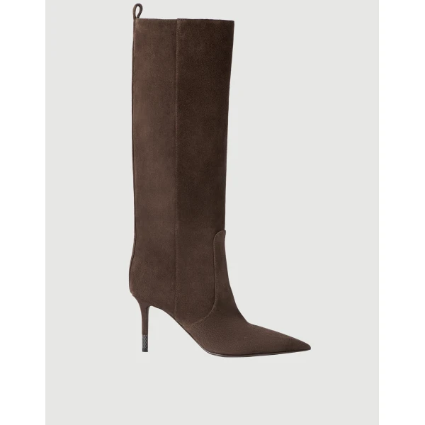 Brunello Cucinelli Suede boots with monili in Coffee, view 6 | Boots | Coveti