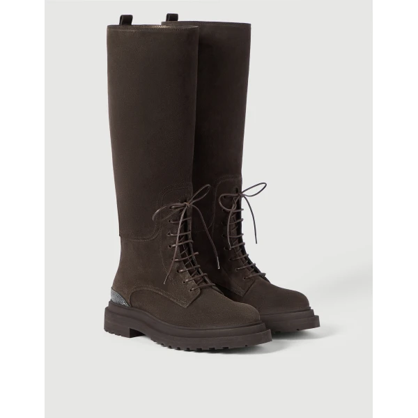 Suede boots with monili in Pepper - Image 2